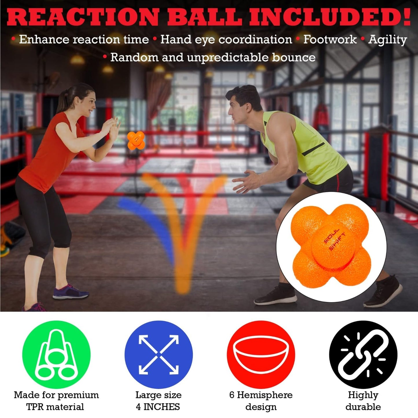 Soul Shift - Boxing Reflex Ball – Dual Competition Set | 2 Adjustable Headbands + 2 Training Balls + App Included | Speed, Agility & Hand-Eye Coordination for Adults & Kids | MMA Training Equipment