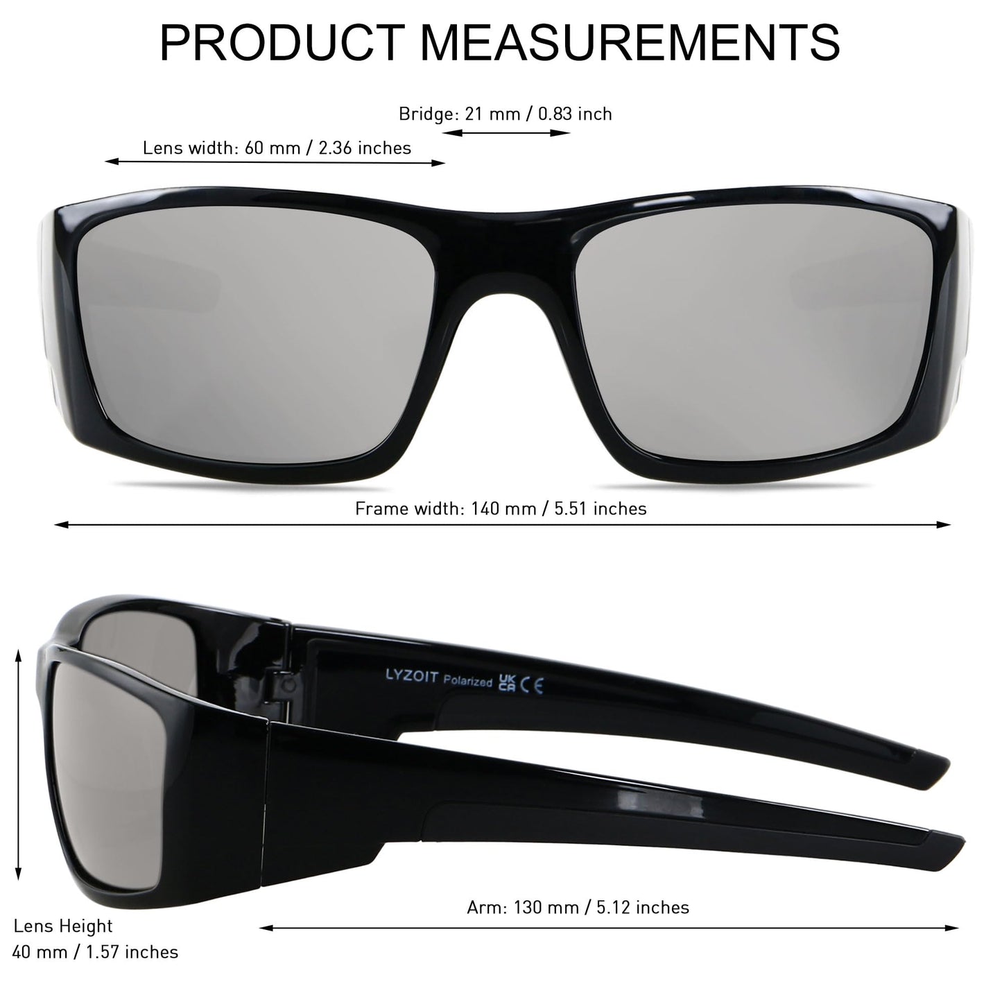 LYZOIT Polarized Sports Sunglasses for Men Women Wrap Around Unbreakable Frame Driving Fishing Cycling Running UV400 Protection Mirrored Silver