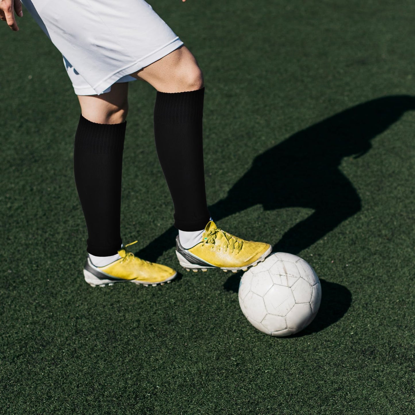 3 Pairs Soccer Leg Sleeves Kid Soccer Sleeve Socks Sock Pre-Cut Soccers Sleeves Athletic Socks for Youth Boys Girls Men Women Football Baseball Softball Rugby Festival Gifts 13.78 Inch Black Nylon
