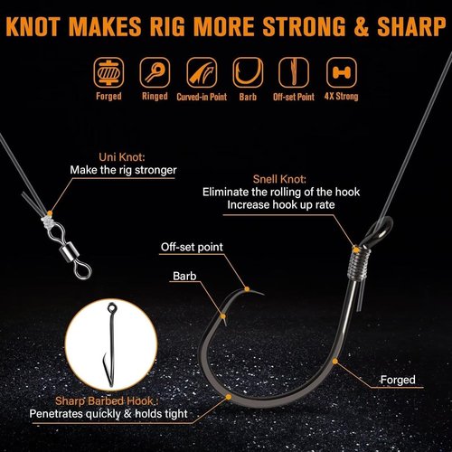 Petitionm Catfish Fishing Set, Kntopoint Takedown Rigs Catfish, Peg Floats for Catfishing, 2025 New Fishing Hook Set Catfish, 6/0-8/0 Hooks with Rattles & Floats, for Bank/Drift Fishing(6/0,9PCS)