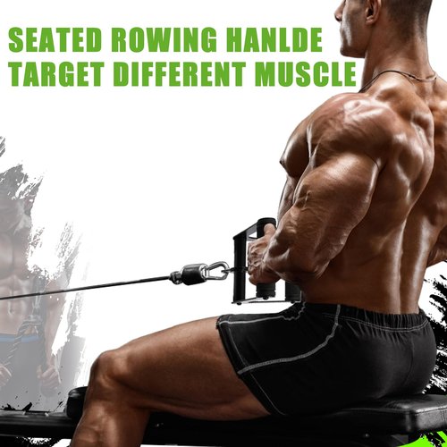 Lovind Double D Row Handle LAT Pulldown Attachments, T Bar Row Attachment,1.3 Inch Diameter Big Comfort Rubber Grip V Bar Attachmentt for Cable Machine Home Gym Accessory