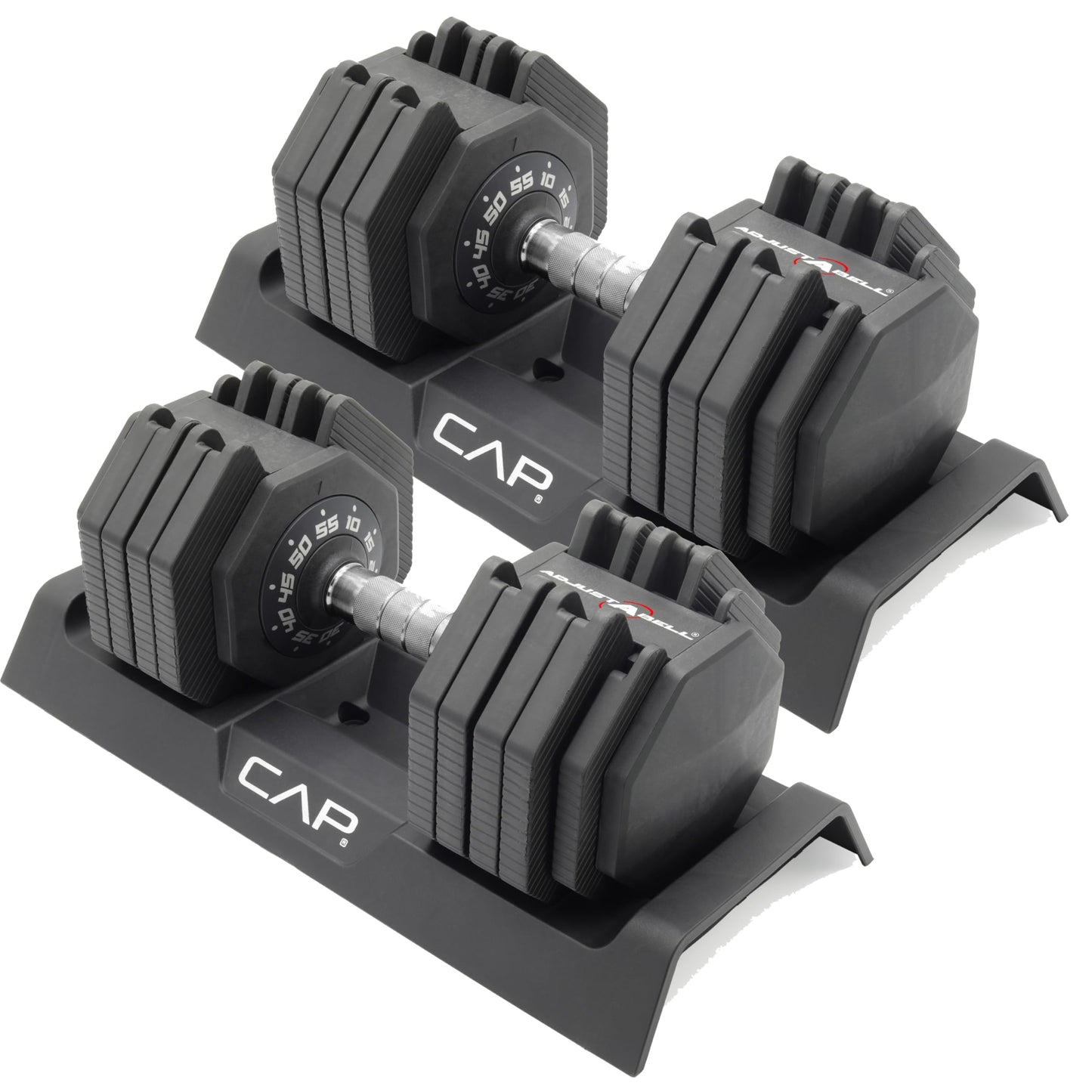 CAP ADJUSTABELL Adjustable Dumbbell Set, Premium Quick Select Adjustable Weights for Home Gym Strength Training, Hex, 55 LB Pair, Chrome Grip Handle