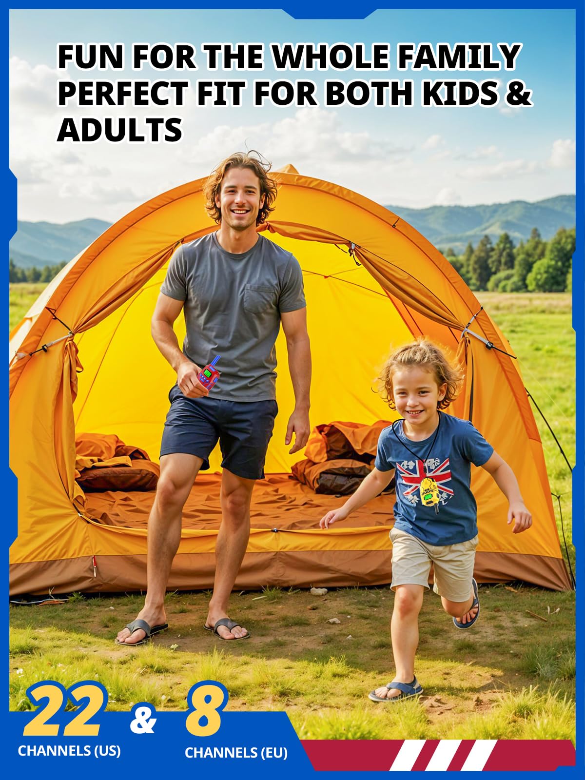 Inspireyes Walkie Talkies for Kids Rechargeable, Long Range 2 Way Radio, Outdoor Beach Camping Road Trip Role Play Toys Birthday Xmas Gift for Boys Age 7-12, 2 Pack