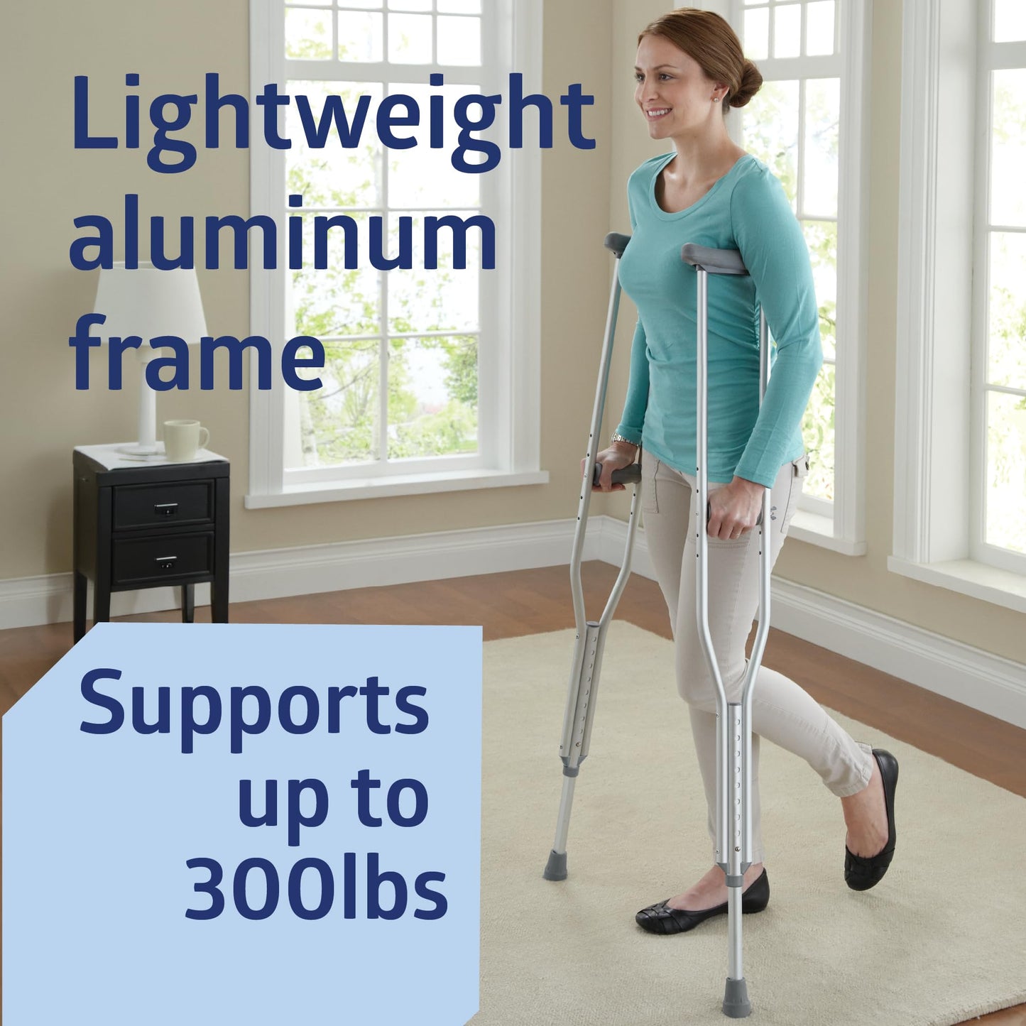 Medline Youth Aluminum Guardian Crutches for Kids, Adults & Seniors 4’6”–5’2”Tall, Walking Aid for Reliable Balance, Comfortably Holds Up to 300 lbs.