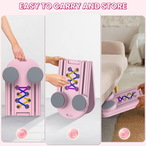 Pilates Board, Pilates Reformer Set for Home, Multifunctional Abdominal Board, Multi-Purpose Foldable Pilates Reformer Board, Core Workout Equipment, Pink