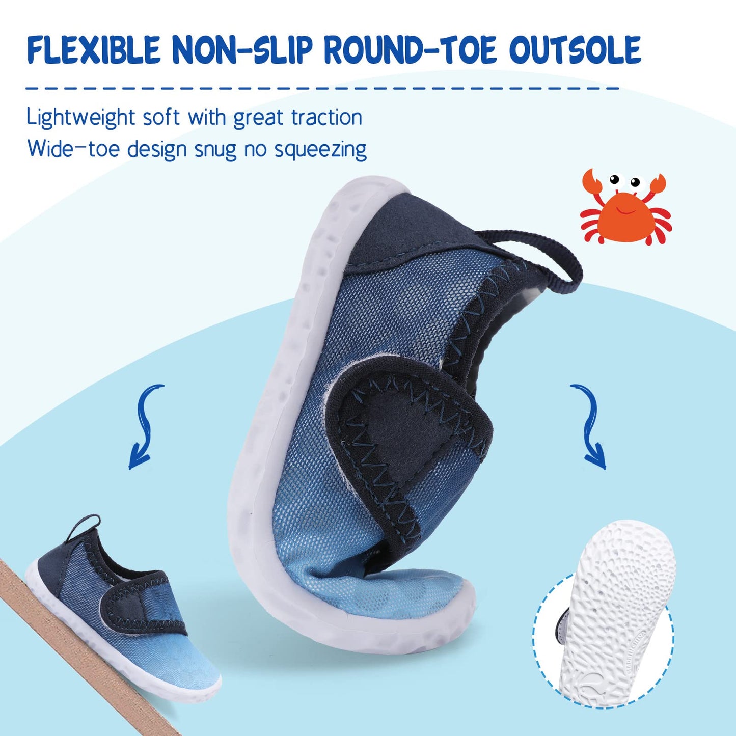 LeIsfIt Boys Girls Water Shoes Kids Aqua Socks Toddler Quick-Dry Swimming Shoes Non-Slip Summer Shoe for Beach Pool Surf, Gradient Blue, 10 Toddler