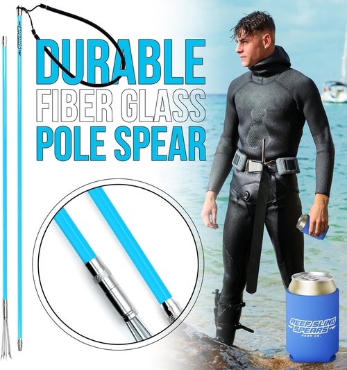 Hawaiian Sling Fishing Spear Set Lite - Travel Fiberglass Pole Spear Harpoon for Spearfishing with a 5 tip Prong Paralyzer - Fishing line Holder and Travel Bag Included for Spear Fishing Equipment