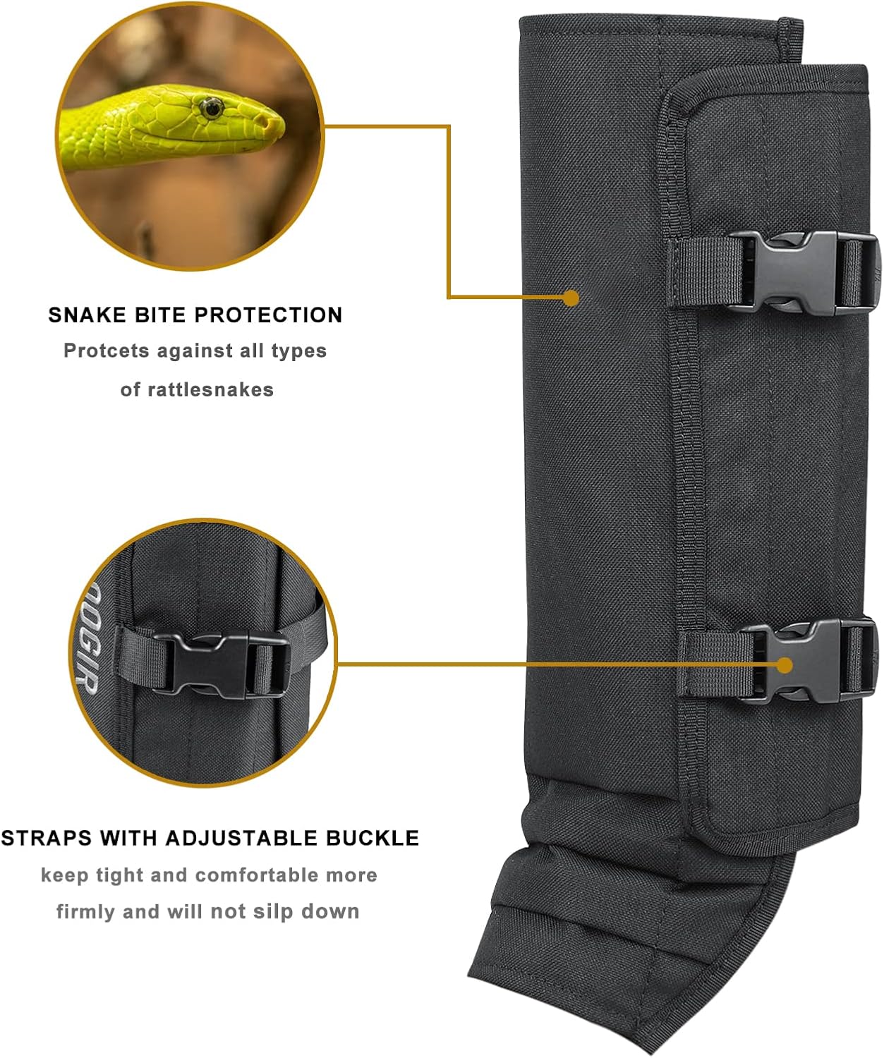 IceBlade Snake Gaiters, Waterproof Snake Bite Protection for Lower Legs, Adjustable Snake Guards, Durable Snake Proof Legging