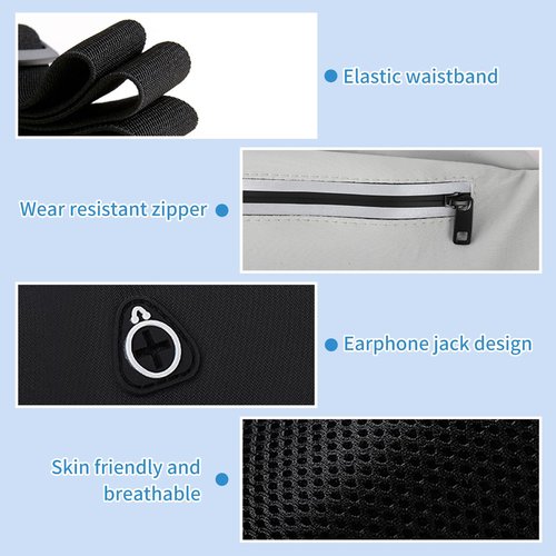 SooGree Running Waist Pack for Men Women, Lightweight Waterproof Sports Belt Bag, Phone Running Pouch, Night Reflective Fitness Storage Bag for Running Cycling Hiking Traveling (Black)
