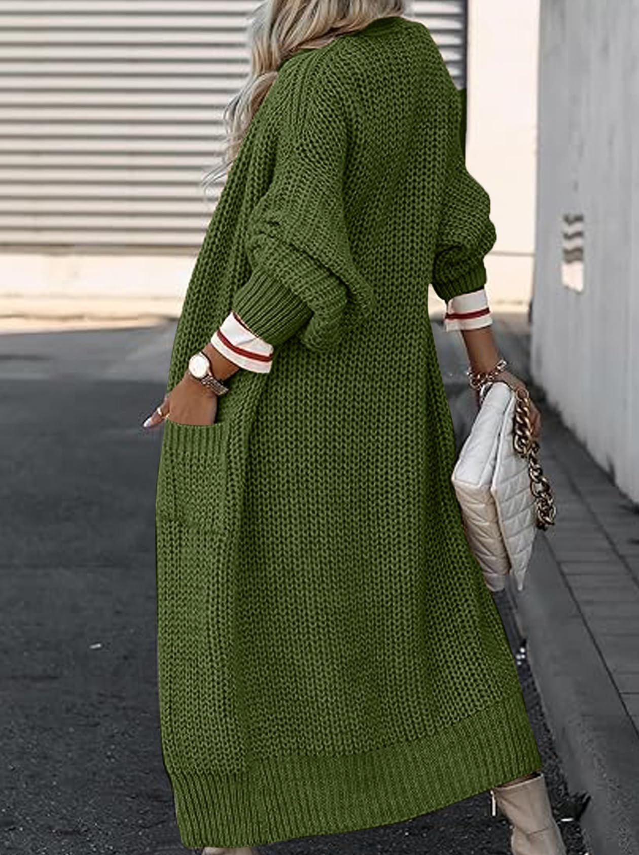 AUGCONE Women's Oversized Cardigans Sweater Long Coat Knit Fall Winter Cozy Outfits with Pockets