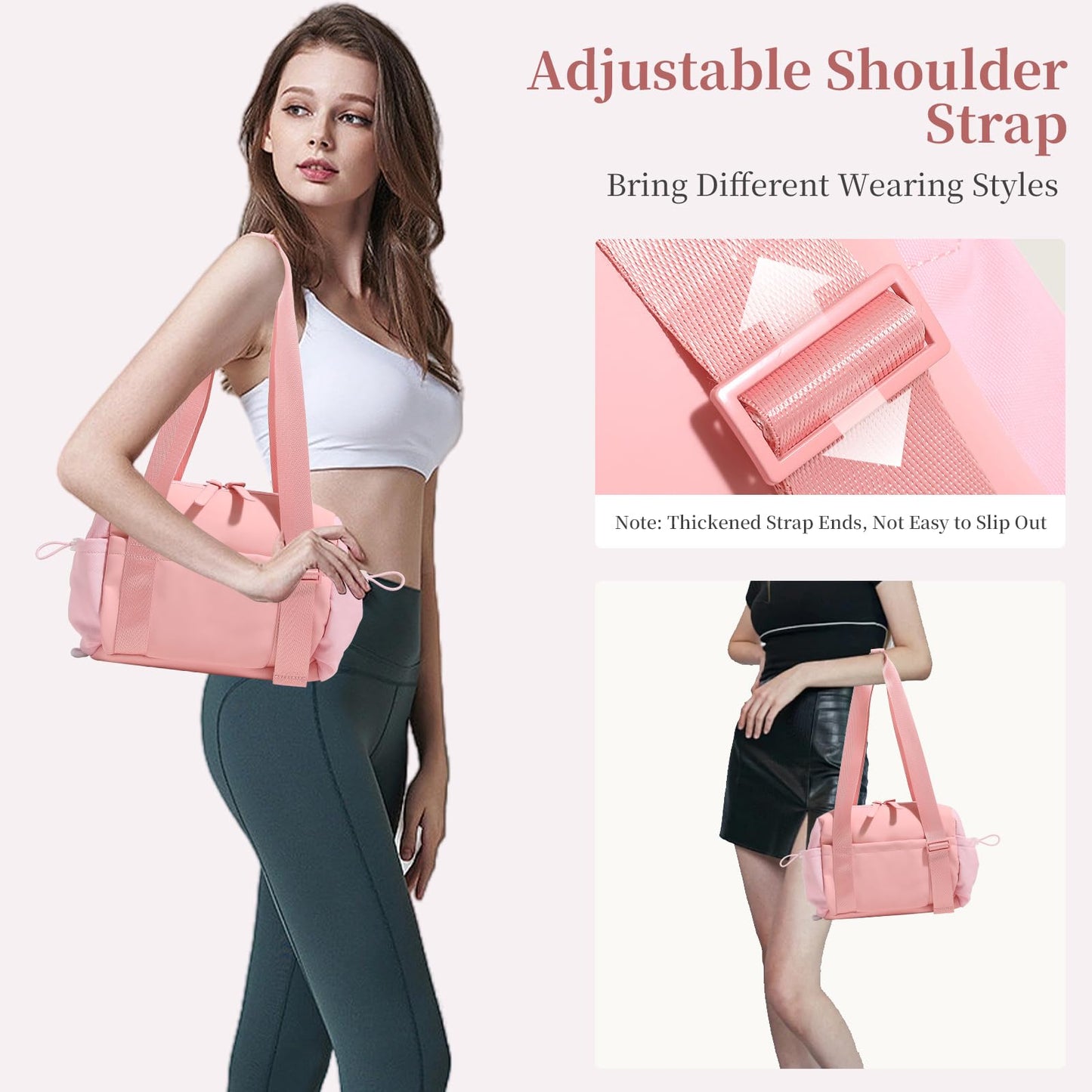 Small Gym Bag for Women Mini Gym Duffle Bag with Wet Compartment,mini duffle Tote Bag small duffle bag for Workout/Sport/Travel (Pink)