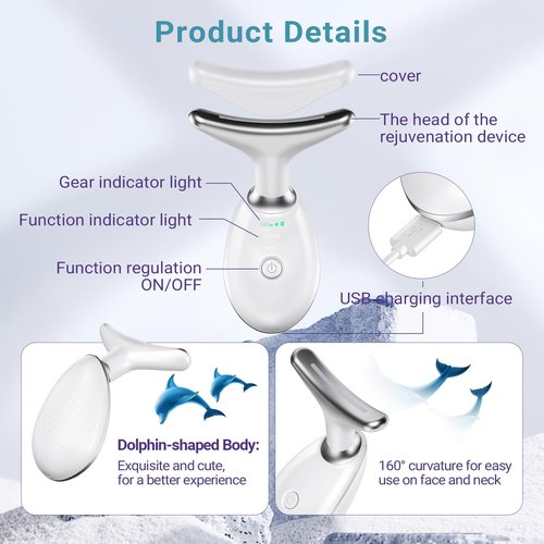 KYOTTANI Neck Face Massager, Face Sculpting Tool, 3 Modes and Vibration for Facial Massager for Double - Chin Wrinkle,Daily Home Use