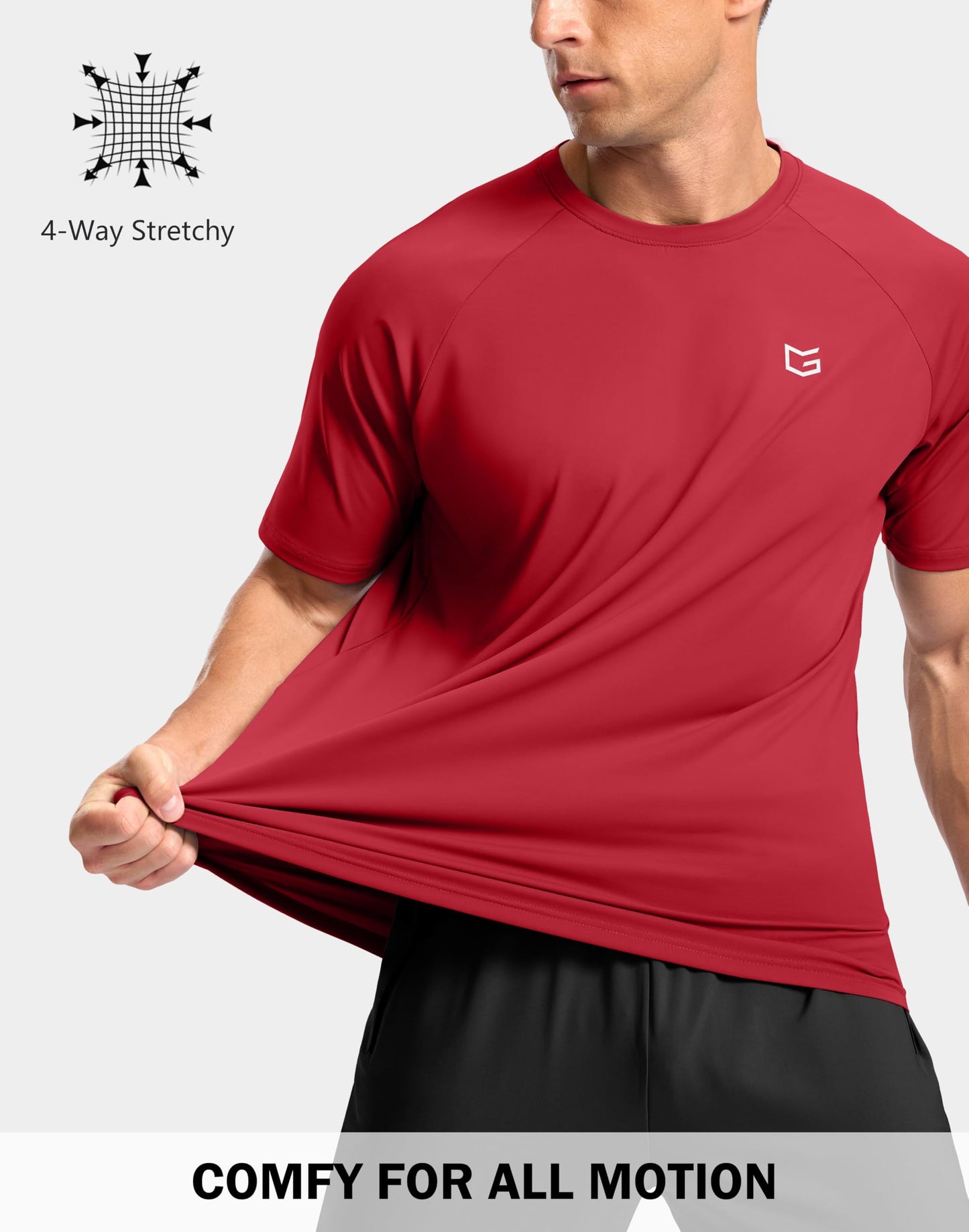 Men's Athletic Workout T-Shirts Moisture Wicking Cooling Running Shirts Short Sleeve Performance Tee for Gym Tennis(Red,3XL)