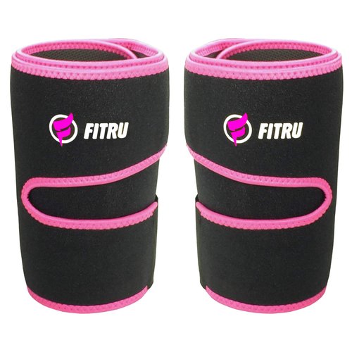 Fitru Premium Thigh Trimmers for Men & Women - Body Wrap Sauna Waist Trainer for Your Legs (pink, S: 29" X 8")