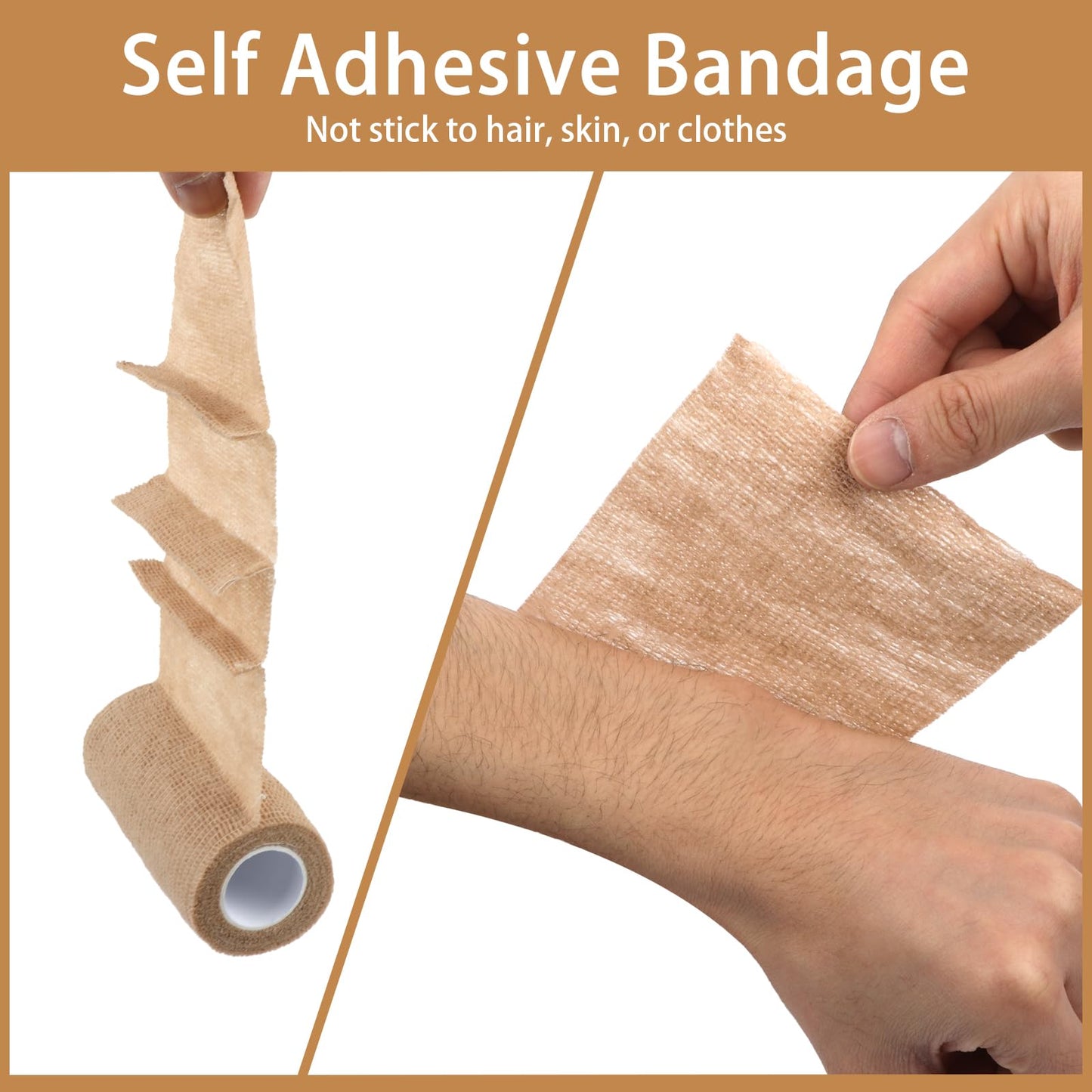 BEVTEE Self Adhesive Bandage Wrap 6 Pack, 4" X 5 Yards Elastic Coban Wrap, Compression Non-Woven Sports Athletic Tape for Wrist, Ankle, Hand, Leg, Swelling, Vet, Grip Tape