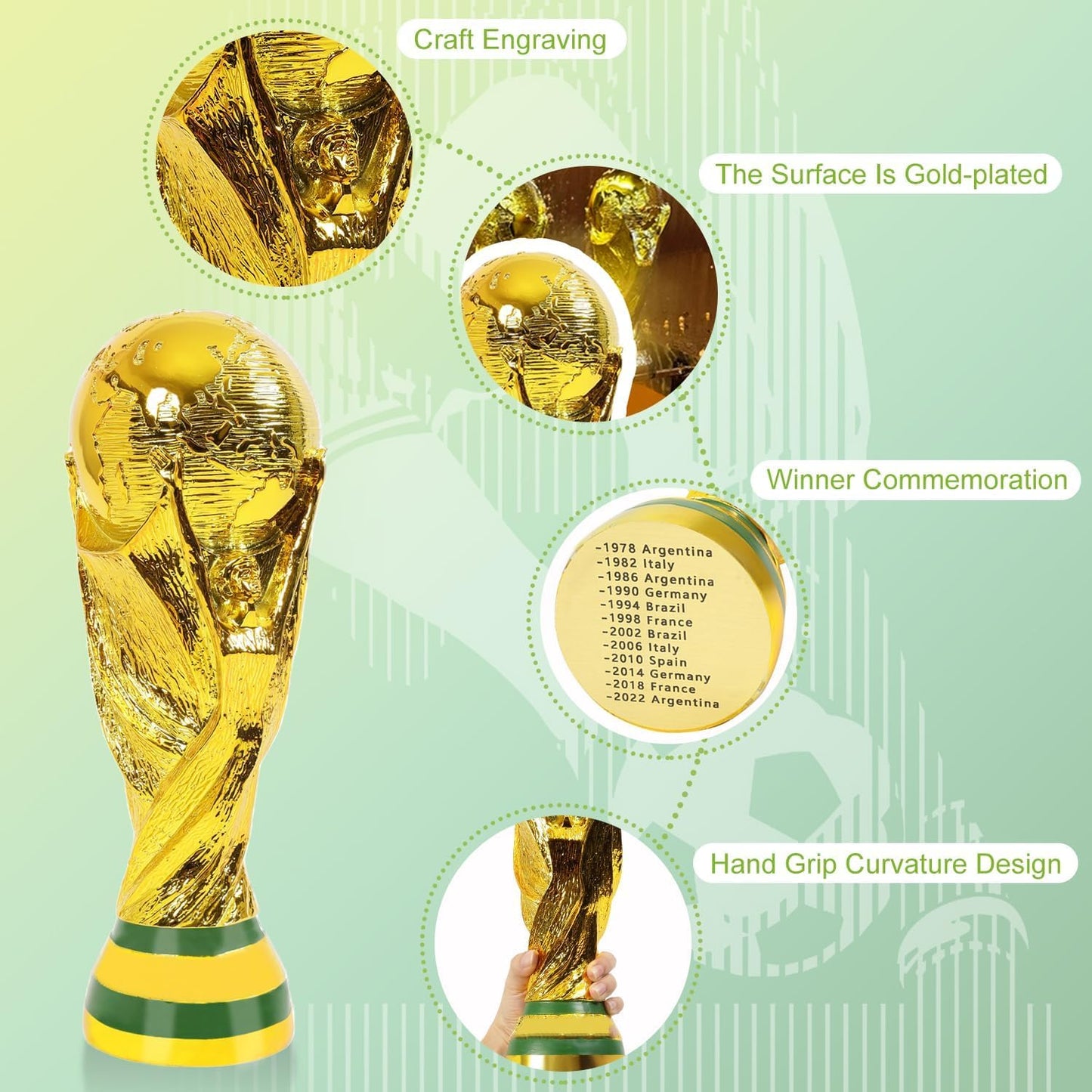 2022 World Cup Trophy Replica Resin Soccer Collectibles Sports Fan Trophy Gold Bedroom Office Desktop Decor
