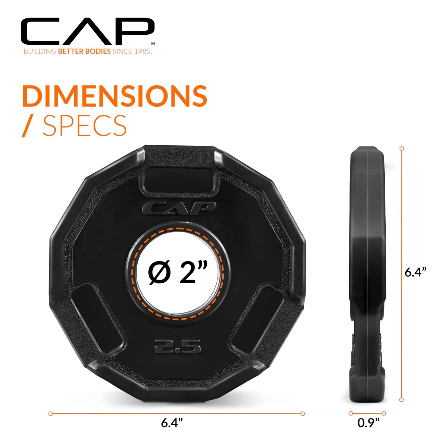 CAP Barbell 2.5 Lb 12-Sided Rubber Coated Olympic Weightlifting Grip Plate – SET(2.5 lb x 6)