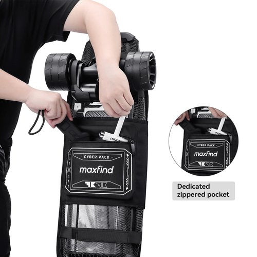 maxfind Professional Skateboard Backpack Waterproof Durable Multi-Functional Sports Bag for Electric Skateboard & Longboard, Commuting Travel Backpack with Adjustable Straps