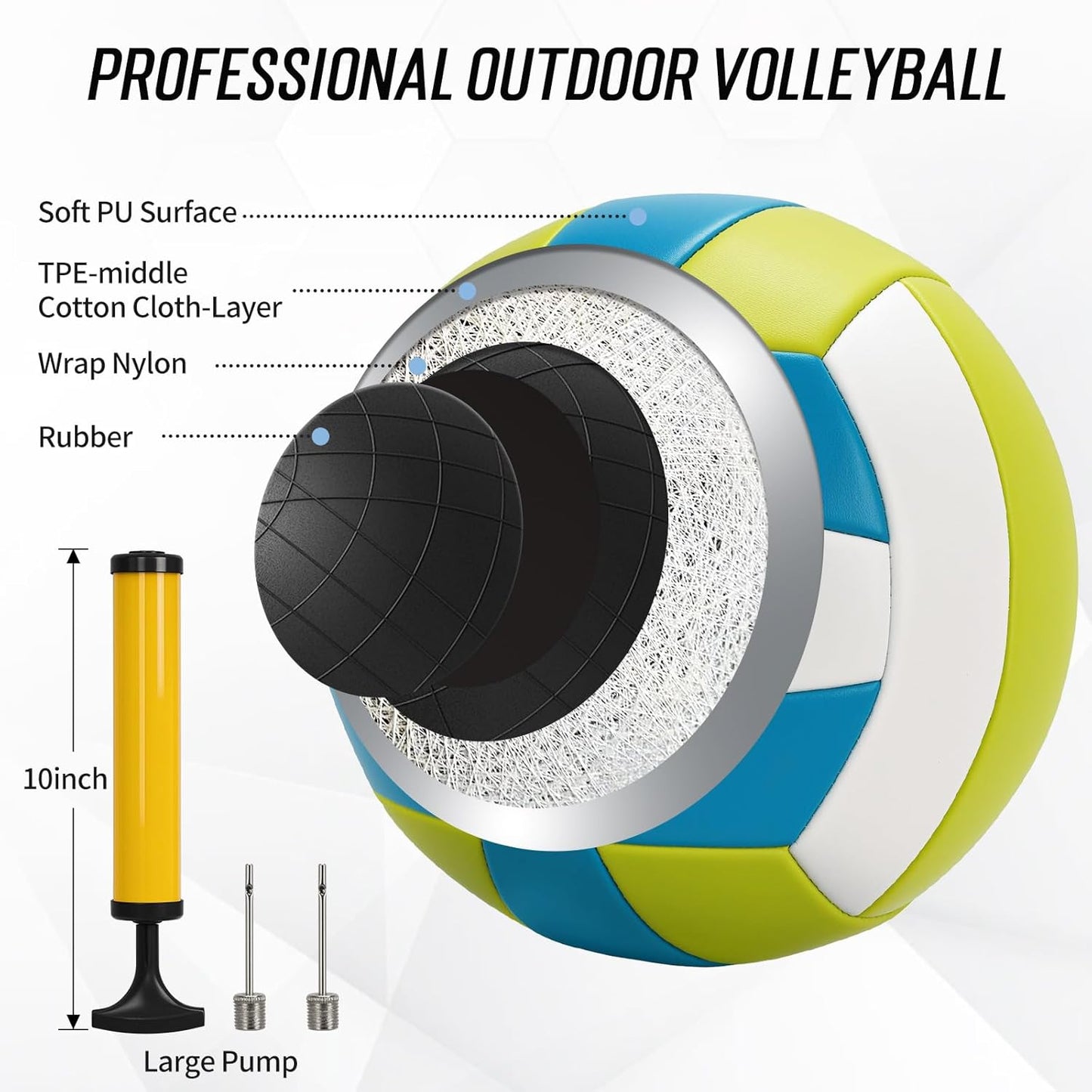 2025 Outdoor Professional Volleyball Net Set for Backyard Beach with Tetoron Net, Adjustable 2" Aluminum Poles, PU Volleyball,Carry Bag - Easy Setup & Anti-Sagg with 2 Tension Adjusters