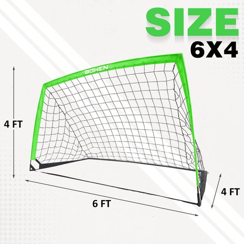 BOHEN 6x4FT Portable Soccer Goal for Kids Backyard with Carry Bag - Easy Folding Lightweight Fun for Outdoor Indoor Training Games for Teen Youth Adult (Green, 6x4FT, 1 Pack)