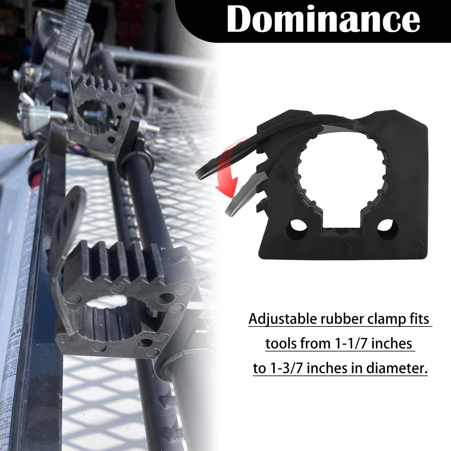 4PCS Quick Release Clamp,Adjustable Rubber Clamp for Shovel Holder & Molle Panel Mounts,Shovel Rack for Truck Automotive Tools Fits 1-1/7" to 1-3/7" Diameter Tool Handles