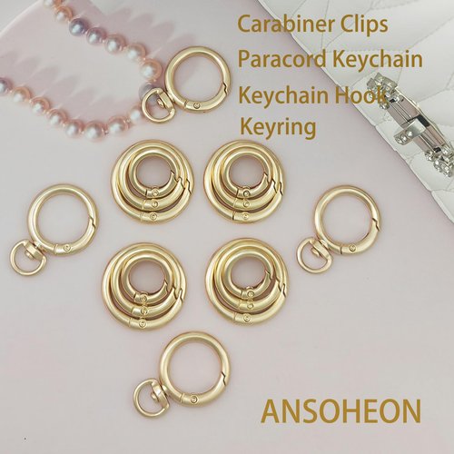 ANSOHEON 16Pcs Keyrings Silver Carabiner Key Chain Clip Premium Round Spring Clasps-Decorative Metal Connectors for DIY Accessories | Hang-Plated Finish | Durable Lightweight Fasteners(16Pcs Silver)