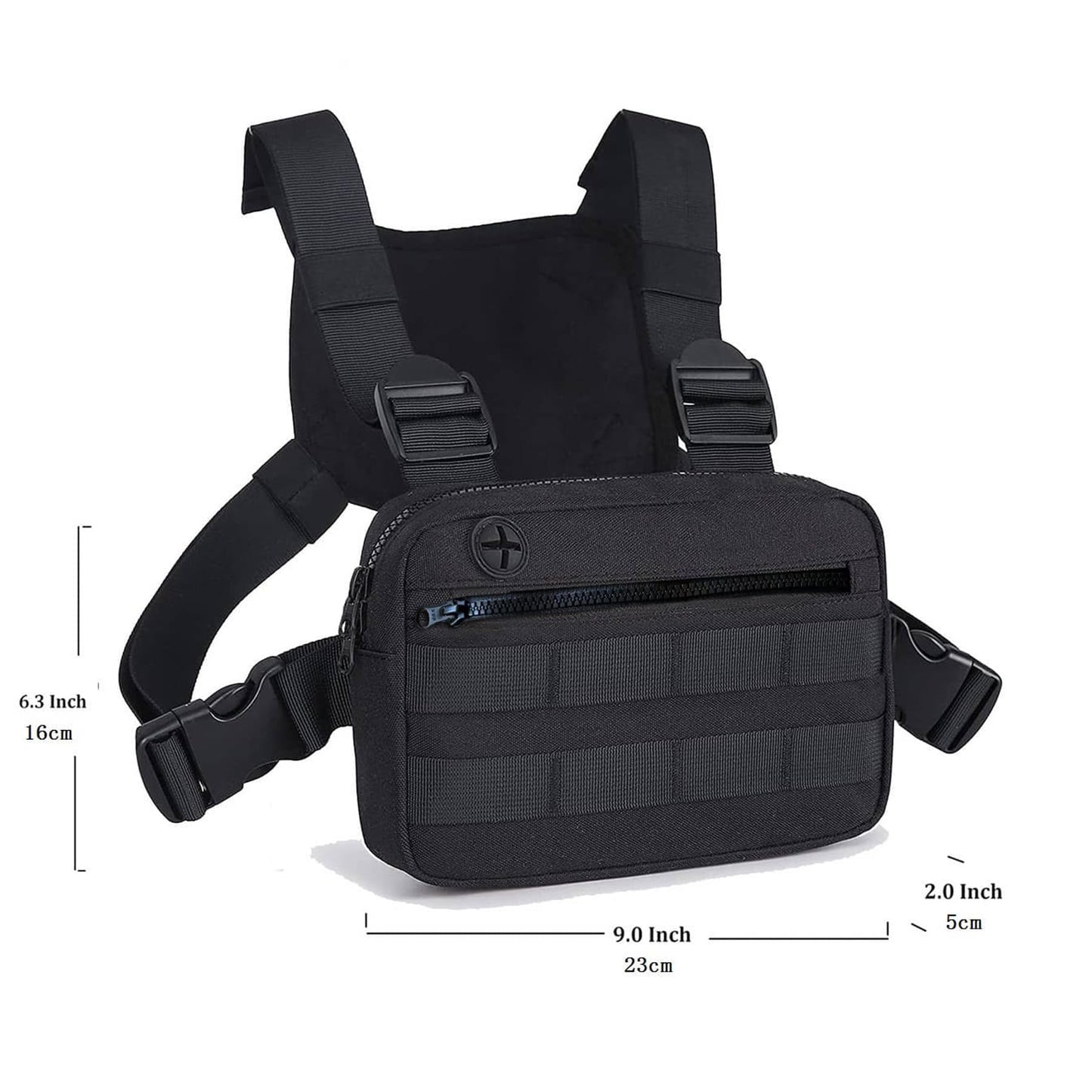 Muserise Outdoor Chest Bag For Men, EDC Chest Pack With Built-In Phone Holder, Lightweight Chest Rig Pouch (Black)