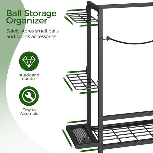 MAHANCRIS Golf Storage Organizer for Garage, Golf Bag Stand for Single Golf Bag and Equipment Accessories, Freestanding Golf Club Holder for Garage, Shed, Home, Basement, Black BEBK17401