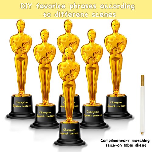 COJOSQC 6PCS Mini Plastic Trophy Award, Hollywood Theme Party Decorations, for contests and Parties Such as Dances, Golf, Movies, Employee Appreciation, Basketball Themes. Small Trophies.