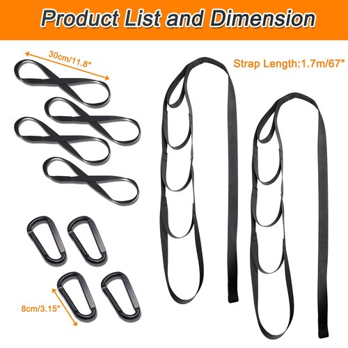 J Bryant Adjustable Dumbbell Spotter Straps – Heavy Duty Weight Lifting, 220LB Capacity Per Strap, 5 Quick-Adjust Positioning Points, Compatible with Squat Racks & Pull-Up Bars for Home & Gym