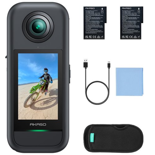 AKASO 360 Weatherproof 360° Action Camera - 5.7K 360 Video with 1/2" 48MP Sensors, 72MP 360 Photo, 360-SuperSmooth, 2.29" Touchscreen, Invisible Selfie Stick Effect, 360° Horizon Lock, AI Tracking