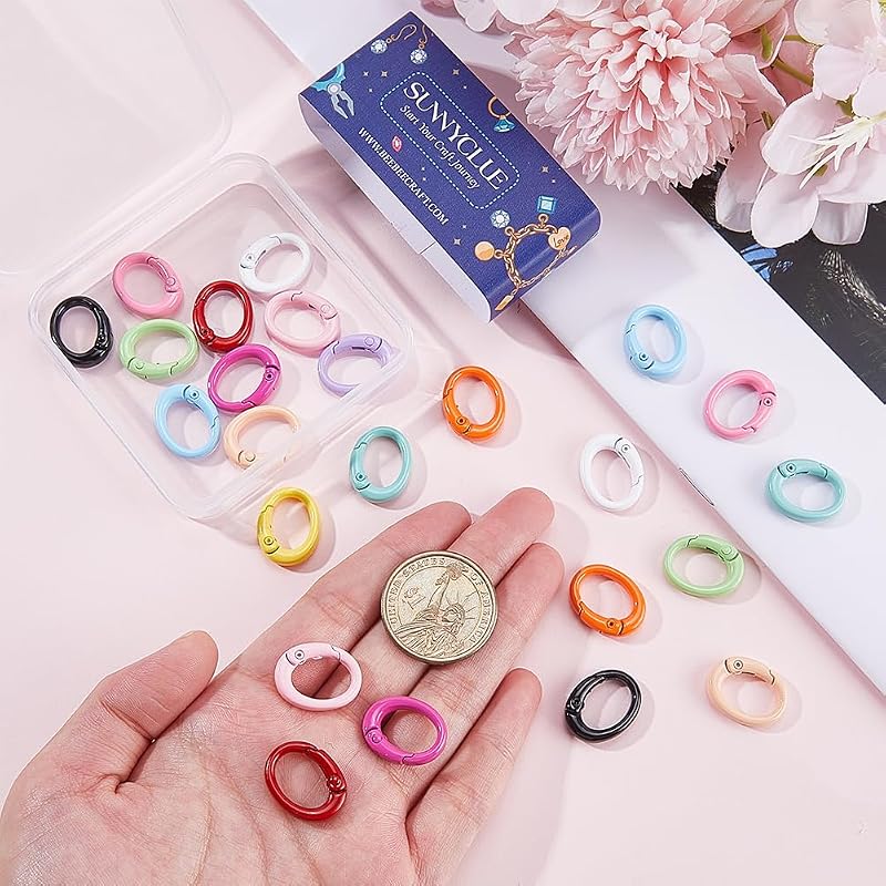 Oval Spring Gate Ring Clips 26Pcs - 13 Colors Colorful Keychain Clips for Bags, Key Rings, DIY Crafts (Variation: Oval)