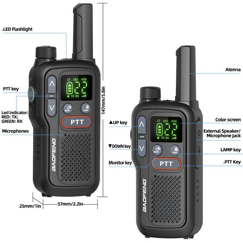 Walkie Talkies Long Range for Adults, Rechargeable Walkie Talkie FRS Two Way Radio with 1500mAh Li-ion Battery USB-C Charger NOAA Weather Radio VOX Walky Talky for Hiking Cruises Camping (2Pack)