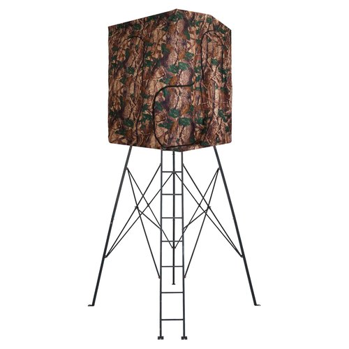 Gelacie Hunting Blind Cover Deer Hunting Blind Camouflage Enclosure Universal 2 Entrances Hunting Equipment 360 Degree Full Surround Coverage Quad Blind Cover Steel + Cloth (Stand Not Included)
