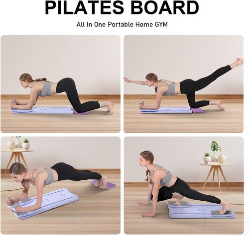 Pilates Board - 2025 Pilates Reformer Set for Full Body Workouts, Foldable Ab Core Trainer Board, Multi-Purpose Pilates Board for Home with Resistance Bands, Ideal for Women & Men (Purple, L)