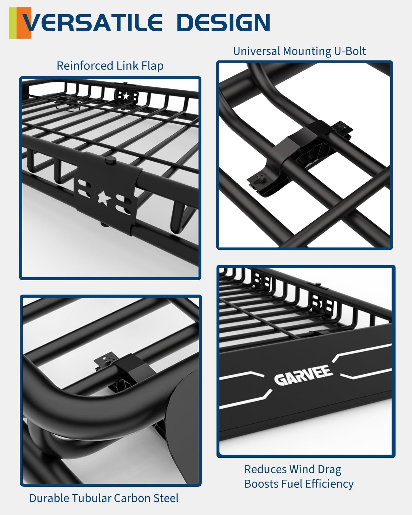 Garvee Universal Roof Rack Cargo Carrier Basket, 200 Lbs Capacity Rooftop Cargo Rack, Car Top Luggage Holder Basket Heavy Duty for SUVs, Trucks, Vehicles