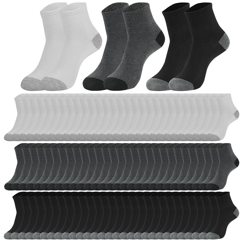 Men's Quarter Ankle Socks Bulk Pack 150 Pairs Colormatching 9-11 Unisex