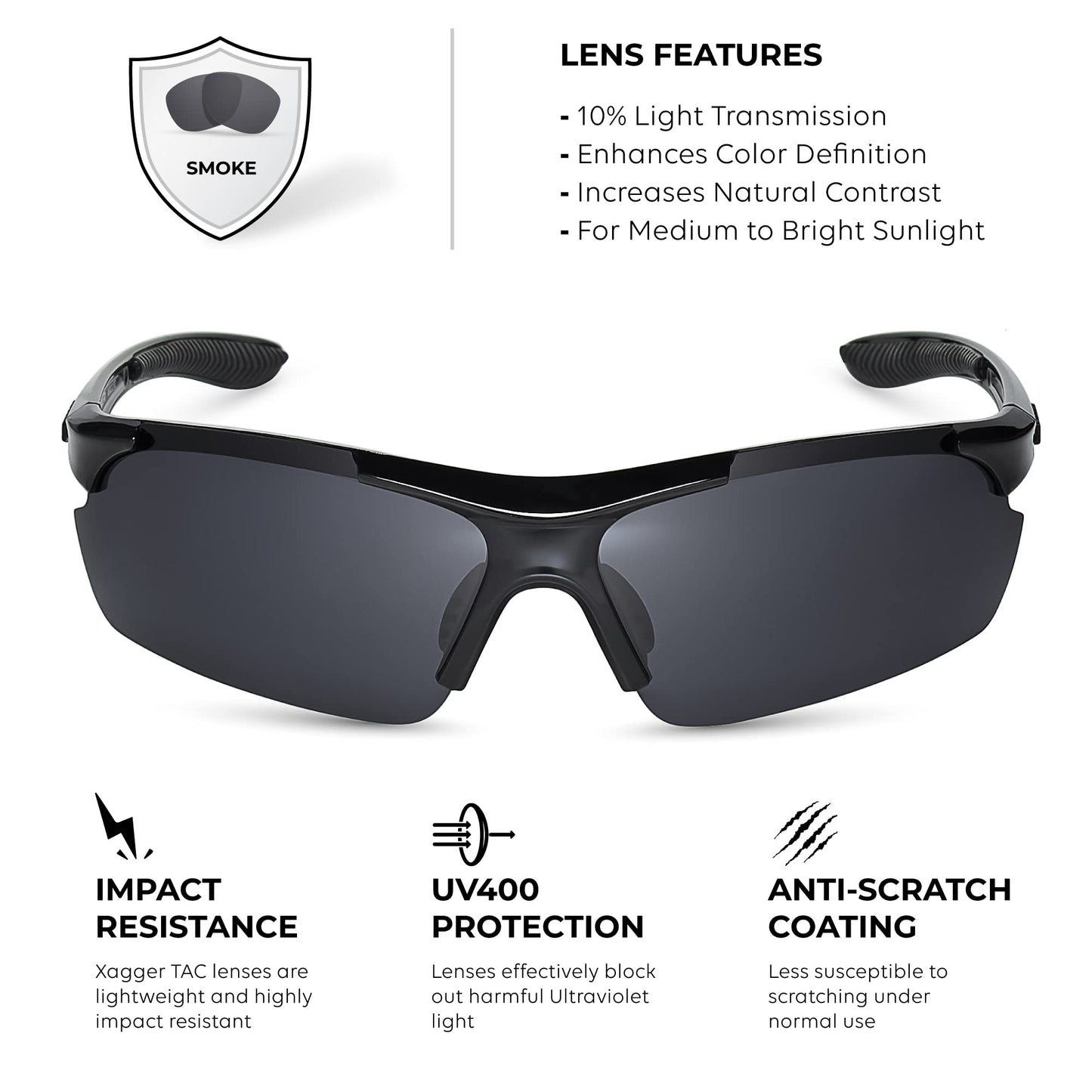 Xagger Polarized Sports Sunglasses for Men Women Wrap Around UV400 Running Baseball Softball Cycling Golf Hiking Fishing Driving Glasses