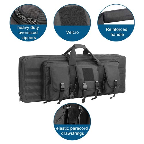 ZSearARMY Double Rifle Bag Firearm Transportation Long rifle Case Outdoor GUN Cases Water Dust Resistant Gun Bag for Tactical, Hunting, training, CS,Available Length in 42" Black