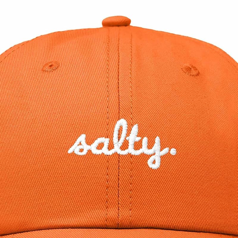 DALIX Salty Embroidered Cotton Baseball Cap - Adjustable One Size, Orange Variation