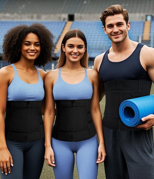 MOLUTAN Men Waist Trainer Trimmer for Weight Loss Tummy Control Compression Shapewear Sweat Belt Body Shaper (Black1, Large)