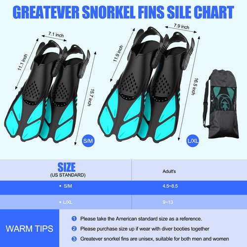 swellodyssey Snorkel Fins Adjustable Buckles Open Heel Swim Flippers Travel Size Short Swim Fins for Snorkeling Diving Swimming Adult Men Womens (Gray, L/XL)
