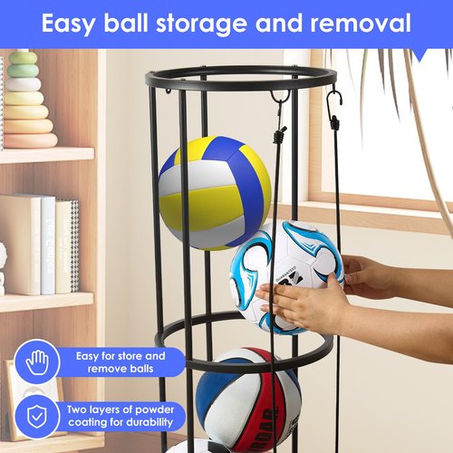 URMMIY Garage Ball Storage Rack - Wall-Mounted Vertical Ball Holder for Basketball, Soccer, Volleyball, Football - Space-Saving Sports Organizer for Garage, Home, Basement, Kids' Room, Outdoor Use