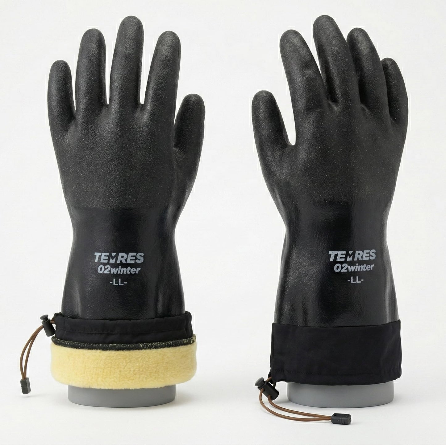 SHOWA TEMRES 282-02 Waterproof Insulated Winter Work Gloves, Breathable Polyurethane, Integrated Drawstring Gaiter Snow Cuff, Thermal Fleece for Skiing, Ice Fishing, Black, Medium, 1 Pair