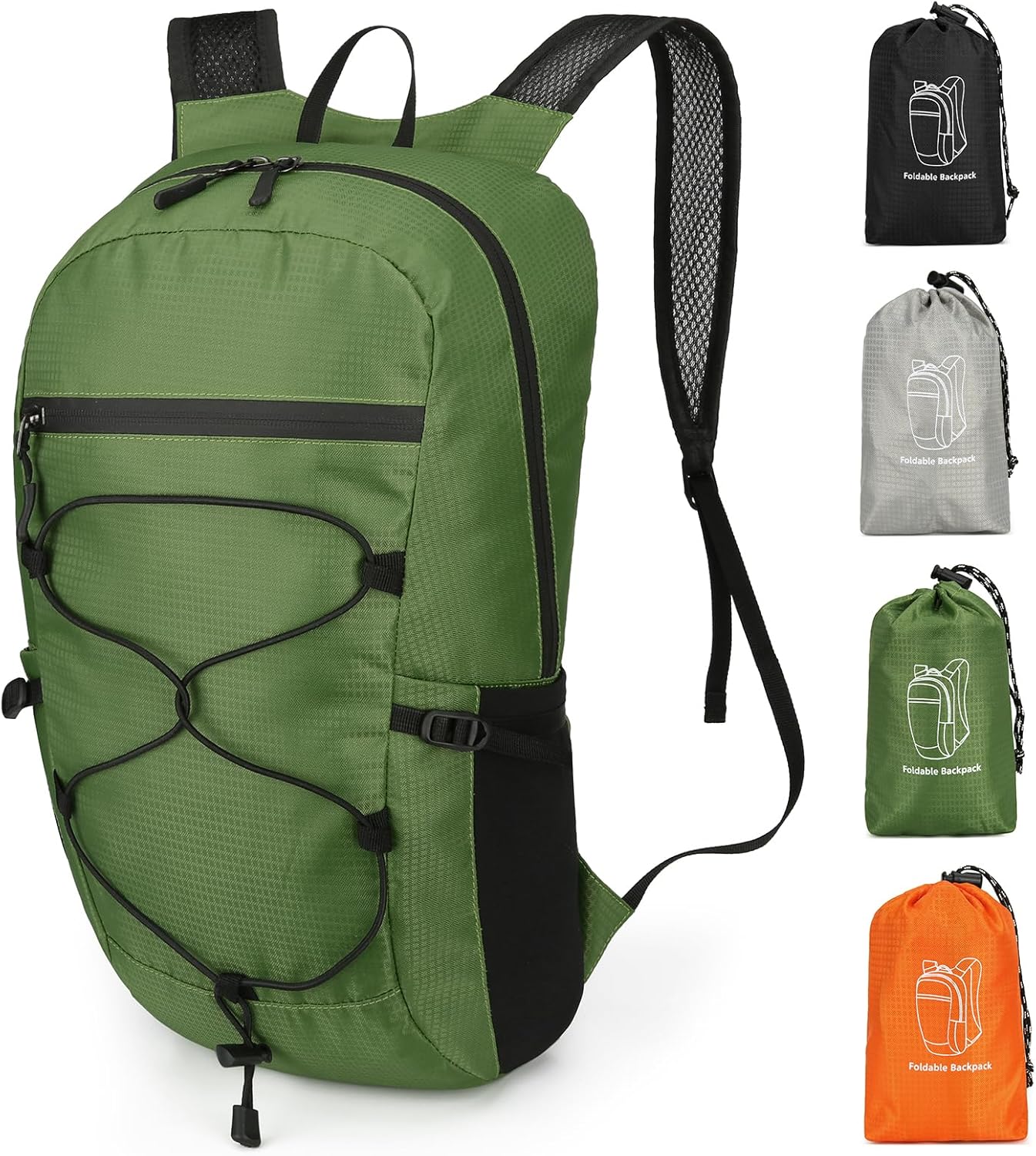 15L Small Foldable Hiking Backpack for Men Women, Packable Collapsible Daypack for Casual, Light Gray