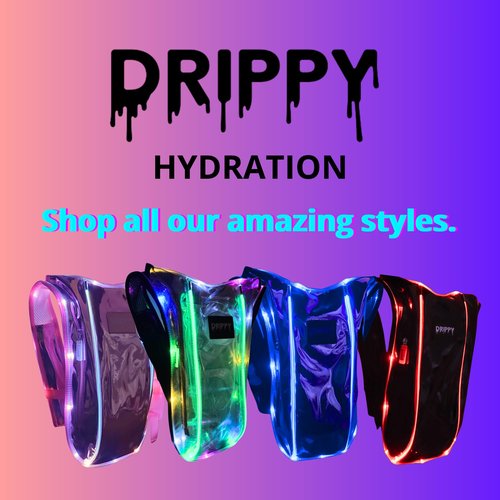 Black Hydropack Rave Hydration Backpack – LED Festival Water Backpack 2L for Women & Men – Leakproof Hydro Pack with Bladder – Anti-Theft Pockets - Rave Accessories - Music & EDM Festivals
