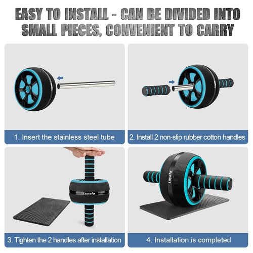 Ab Roller Wheel, 10-In-1 Ab Exercise Wheels Kit with Resistance Bands, Knee Mat, Jump Rope, Push-Up Bar - Home Gym Equipment for Men Women Core Strength & Abdominal Exercise