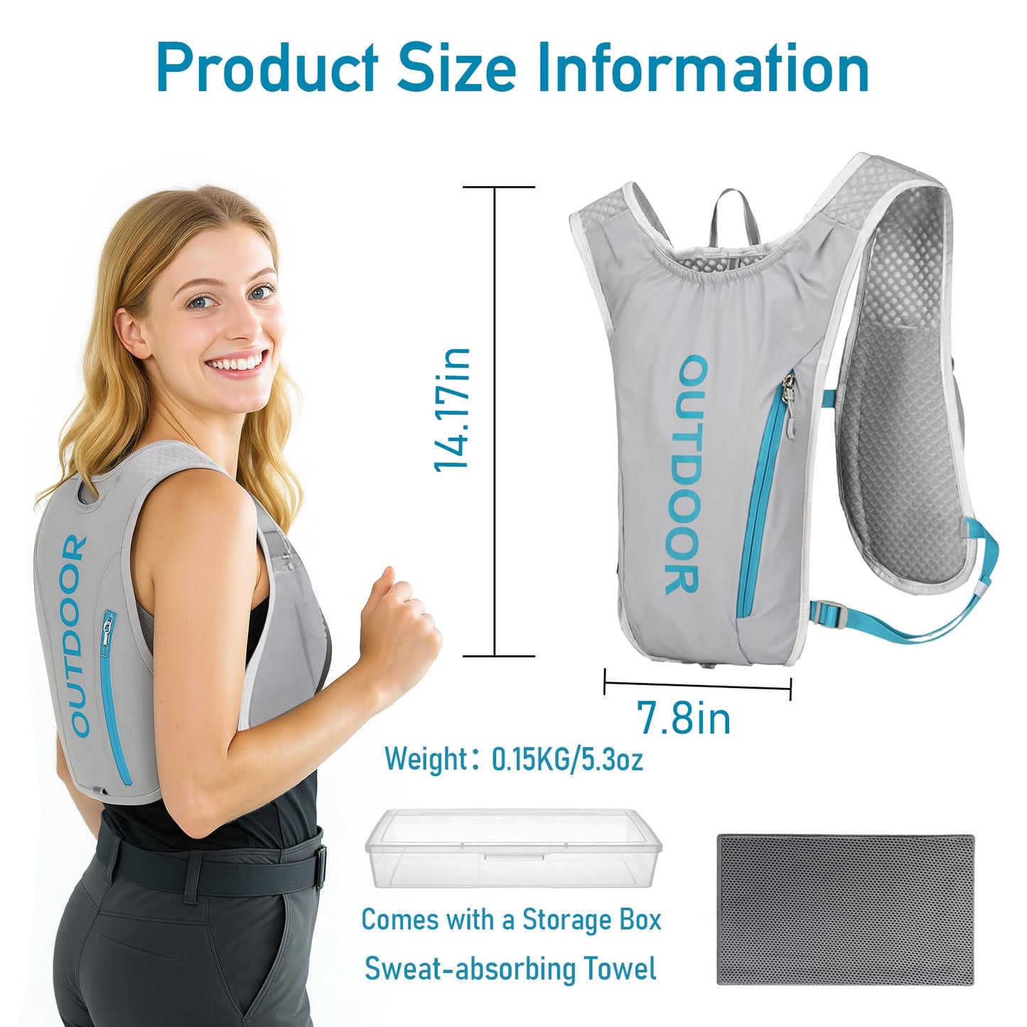 Hydration Vest Backpack for Women, Adjustable Running Hydration Vest for Jogging Running Trail Cycling