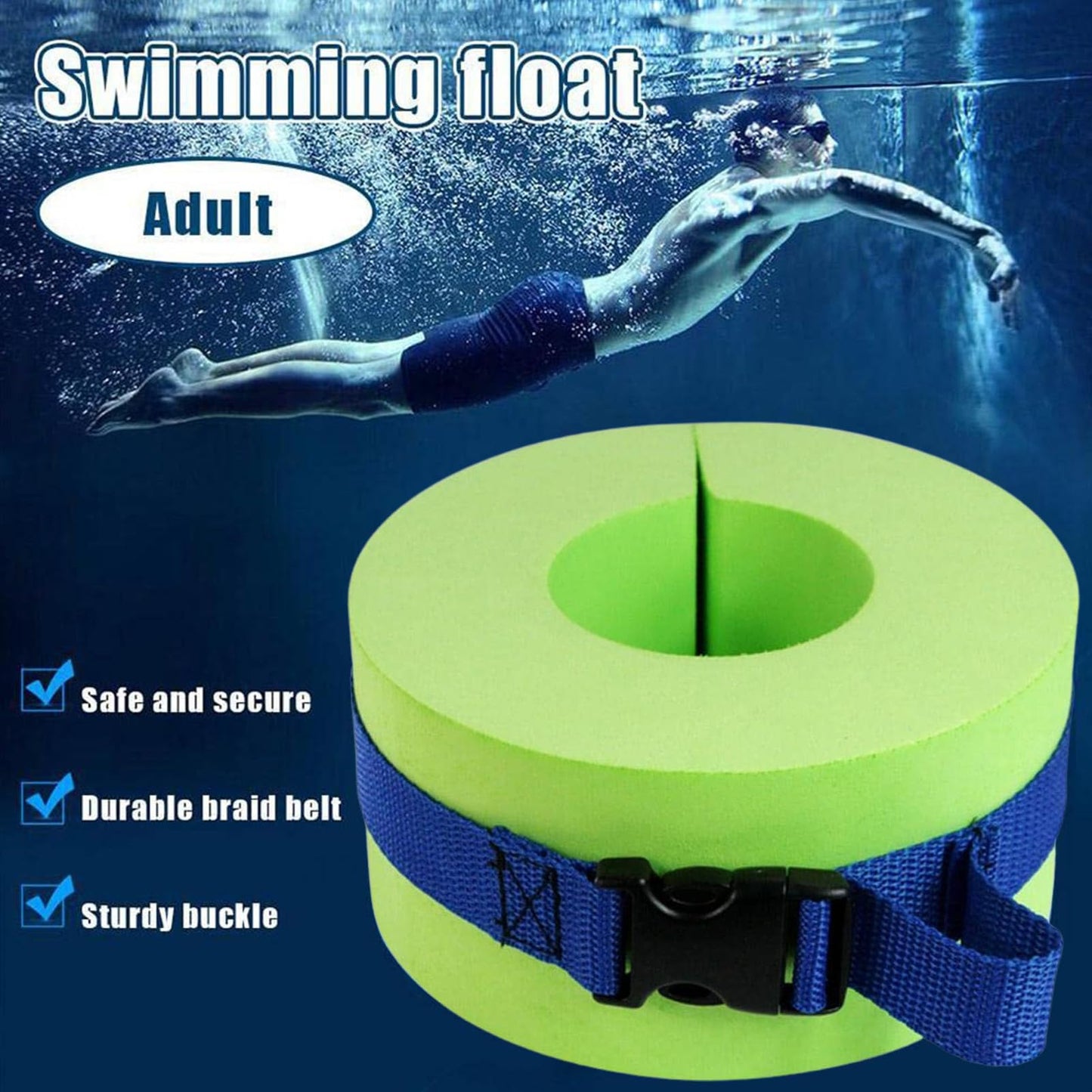2 Pieces Foam Swim Aquatic Cuffs Equipment Water Aerobics Float Ring with Detachable Hook and Loop Fastener Fitness Workout Set for Swimming Fitness Training Pool Exercise for Arms Ankles