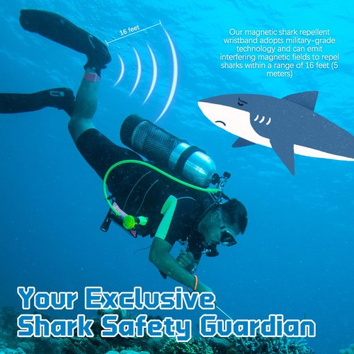 TEE-TEA Magnetic Shark Deterrent Wristband - Shark Repellent Strap for Surfing, Scuba Diving, Snorkeling, Swimming & Ocean Water Sports | Portable Anti Shark Device for Men Women Kids (Ocean Blue)